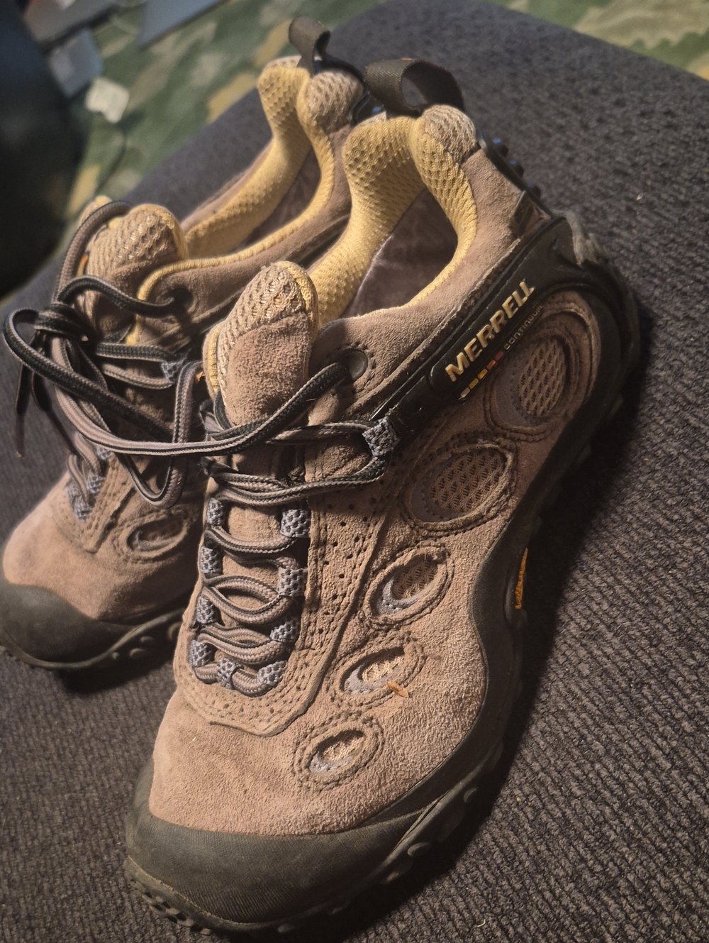 Merrell Men's Brown Suede Trail Sneakers with Black Trim